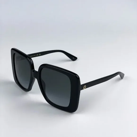 Gucci GG1314S 001 Sunglasses Black Dark Grey Oversized Square Women